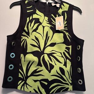 NWT MICHAEL KORS Paradise Orchid Floral Grommet-Trim Top Pear | Sz 6